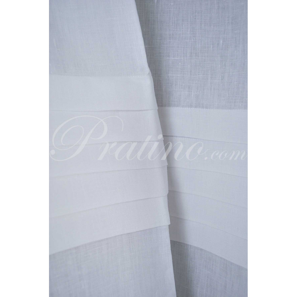 Tenda 100% Puro Lino Bianco 270x110 Elegante Plissè Centrale Bianco 0061