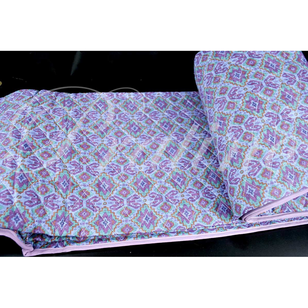 Couvre-lit matelassé Double bed Dessins Cachemire Violet 270x270 Coton-Tissage de la Toscane