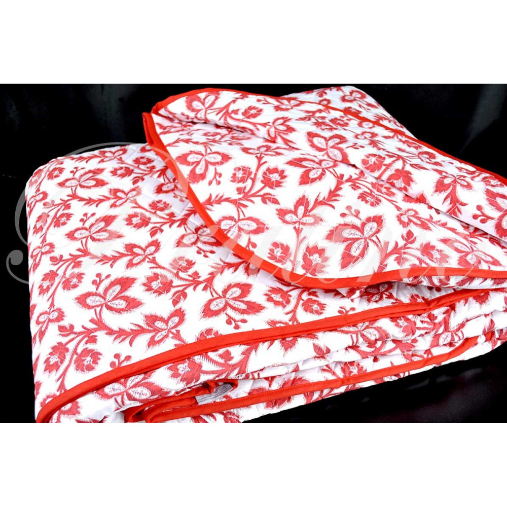 Acolchado colcha cama Doble Floral Blanco Rojo 270x270 de Algodón de Tejido de la Toscana