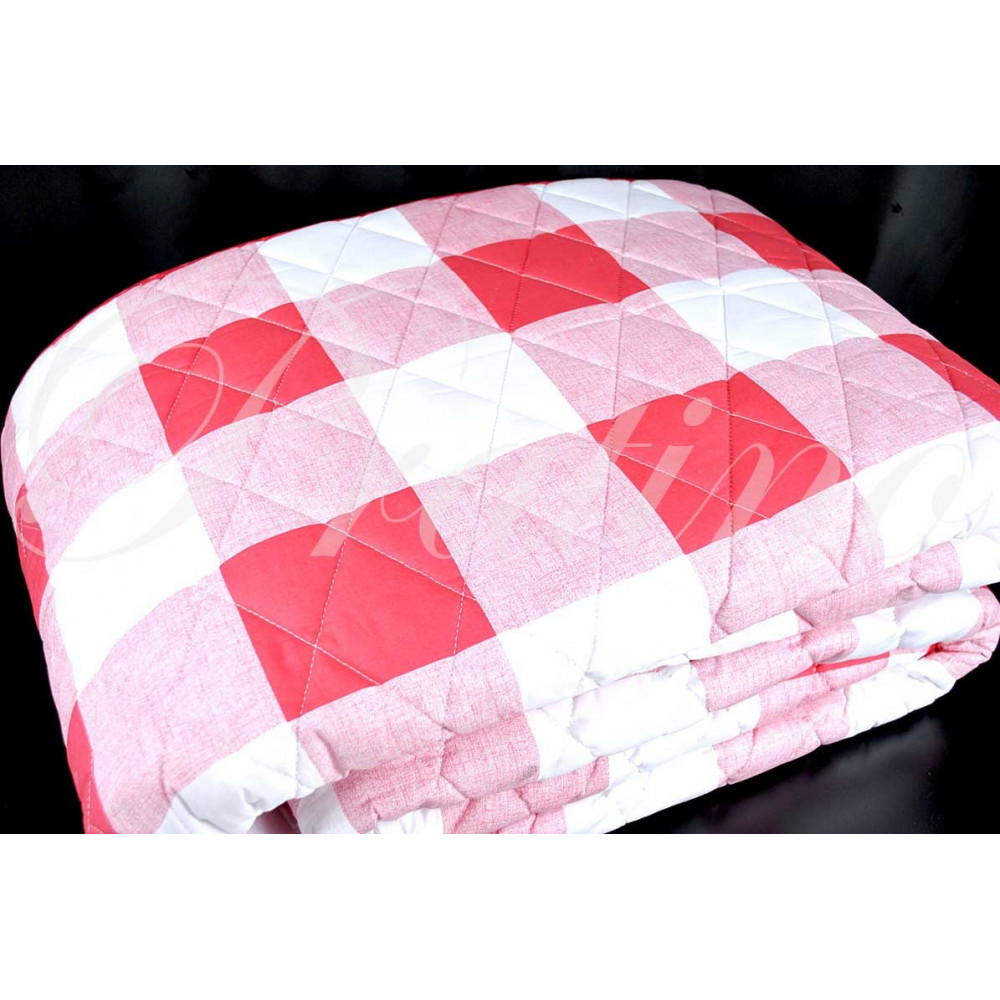Tagesdecke Gesteppt mit Doppelbett Karo in Weiß, Rot, 270x270 Baumwolle Weben Toskana