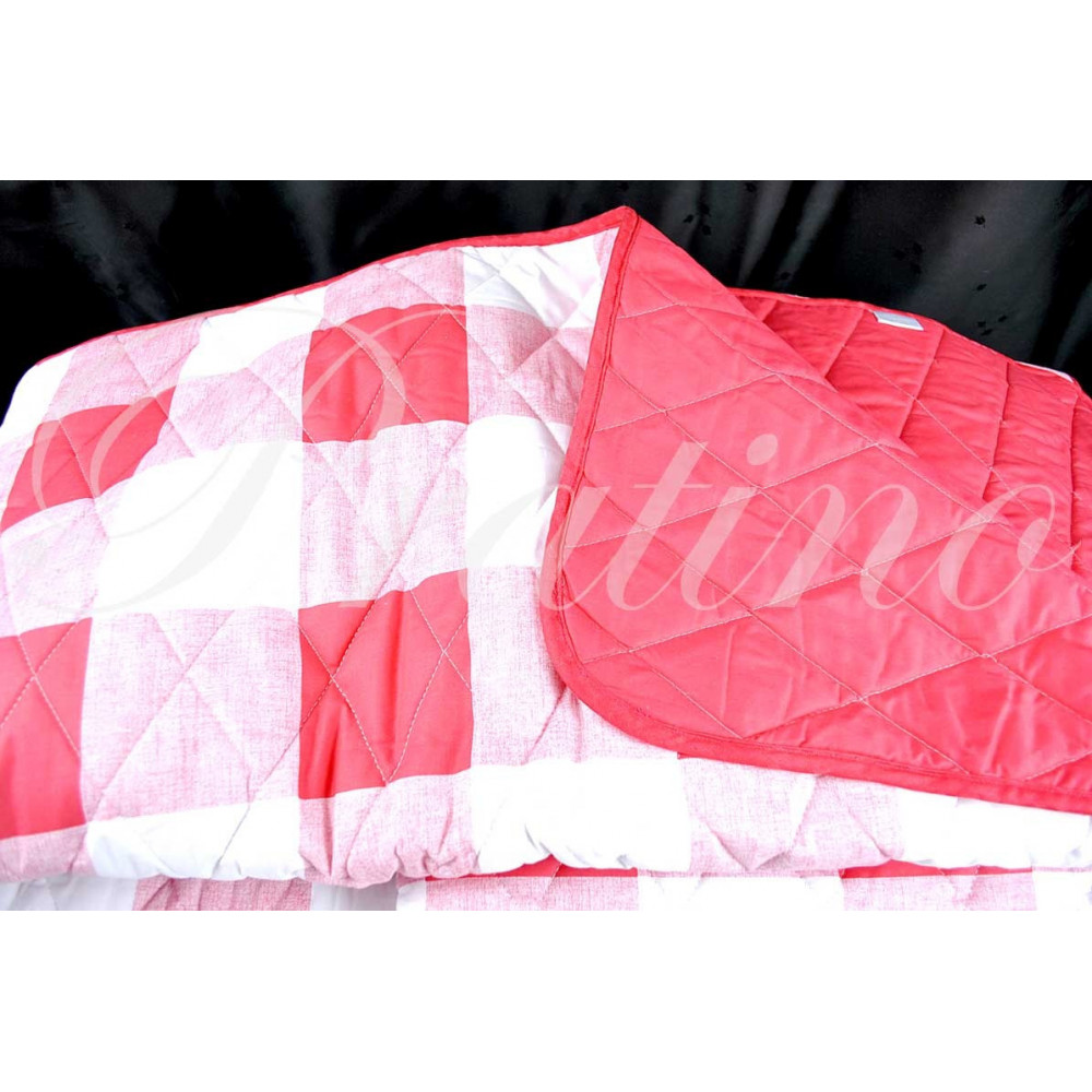 Quilted bedspread Double Diamonds Red White 270x270 Cotton-Weaving Tuscany