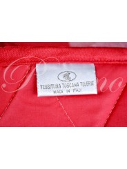 Copriletto Trapuntato Matrimoniale Quadri Bianco Rosso 270x270 Cotone Tessitura Toscana