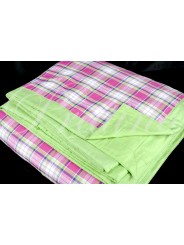 Quilted bedspread Double Diamonds Fuchsia Damask Green 260x260 Cotton