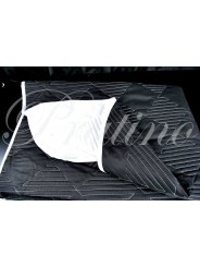 Single Quilted bedcover Black Damask White 180x270 Cotton-Weaving Tuscany