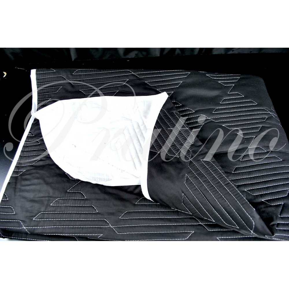 Single Quilted bedcover Black Damask White 180x270 Cotton-Weaving Tuscany
