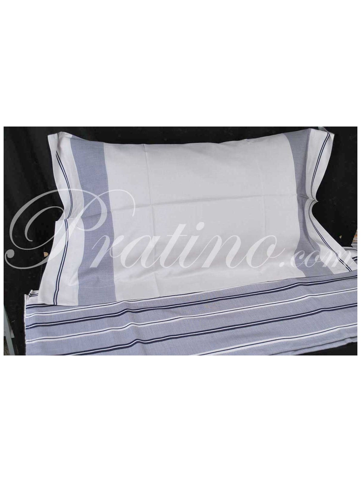 The Parure Sheets Double 100% Pure Silk Ivory-Blue 240x300 Above+Pillowcases