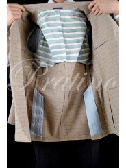 Herren Slim Jacket 48 50 Beige Wollschecks - Alessandro Tellini