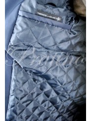Zweireihiger Regenmantel Blau XL XXL Schlanker gesteppter gepolsterter Mantel