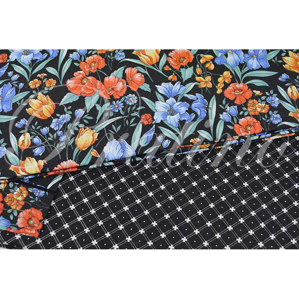 Duvet cover Single-Black Floral design 155x200 +below corners +1Federa