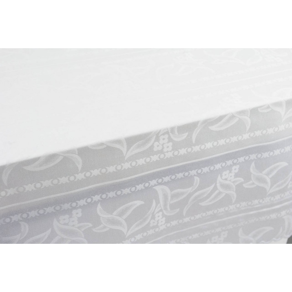 Rechthoekig tafelkleed x12 Vlaamse witte jacquardblaadjes zonder servetten 180x270 8040