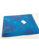 Double couvre-lit en Coton en Satin Bleu royal Fuchsia Orchidées 270x270 Oasis réf. Rebrodé 