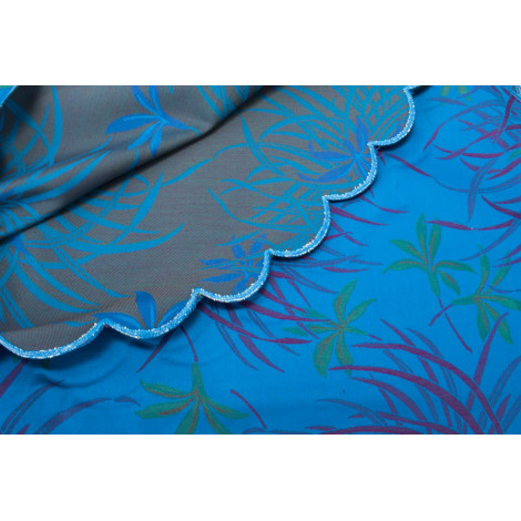 Double bedspread Cotton Satin royal Blue Fuchsia Orchids 270x270 Oasis ref. Rebrodé 