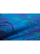 Double couvre-lit en Coton en Satin Bleu royal Fuchsia Orchidées 270x270 Oasis réf. Rebrodé 
