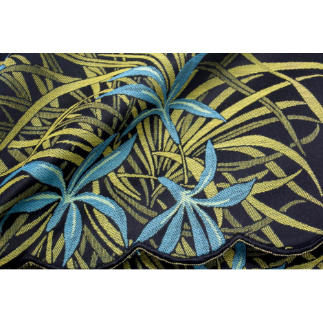 Double bedspread Satin Cotton Black Yellow Orchids 270x270 Oasis Rebrodé 