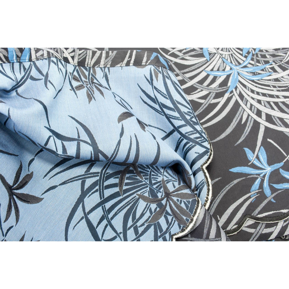 Double bedspread Cotton Satin Black Gray Turquoise Orchids 270x270 Oasis Rebrodé 
