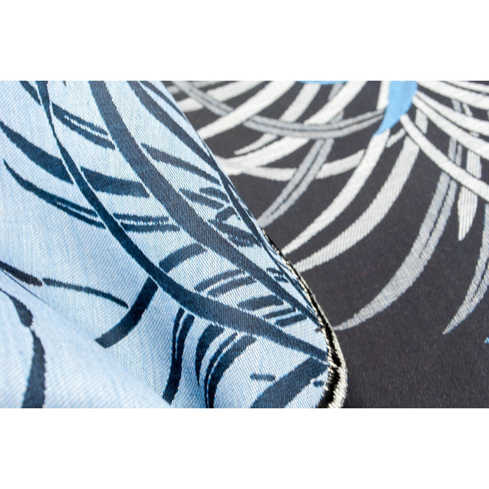 Double couvre-lit Satin de Coton Noir Gris Turquoise Orchidées 270x270 Oasis Rebrodé 