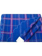 Double couvre-lit en Coton en Satin Bleu royal Fuchsia Plaid Panneaux 270x270 Rebrodé