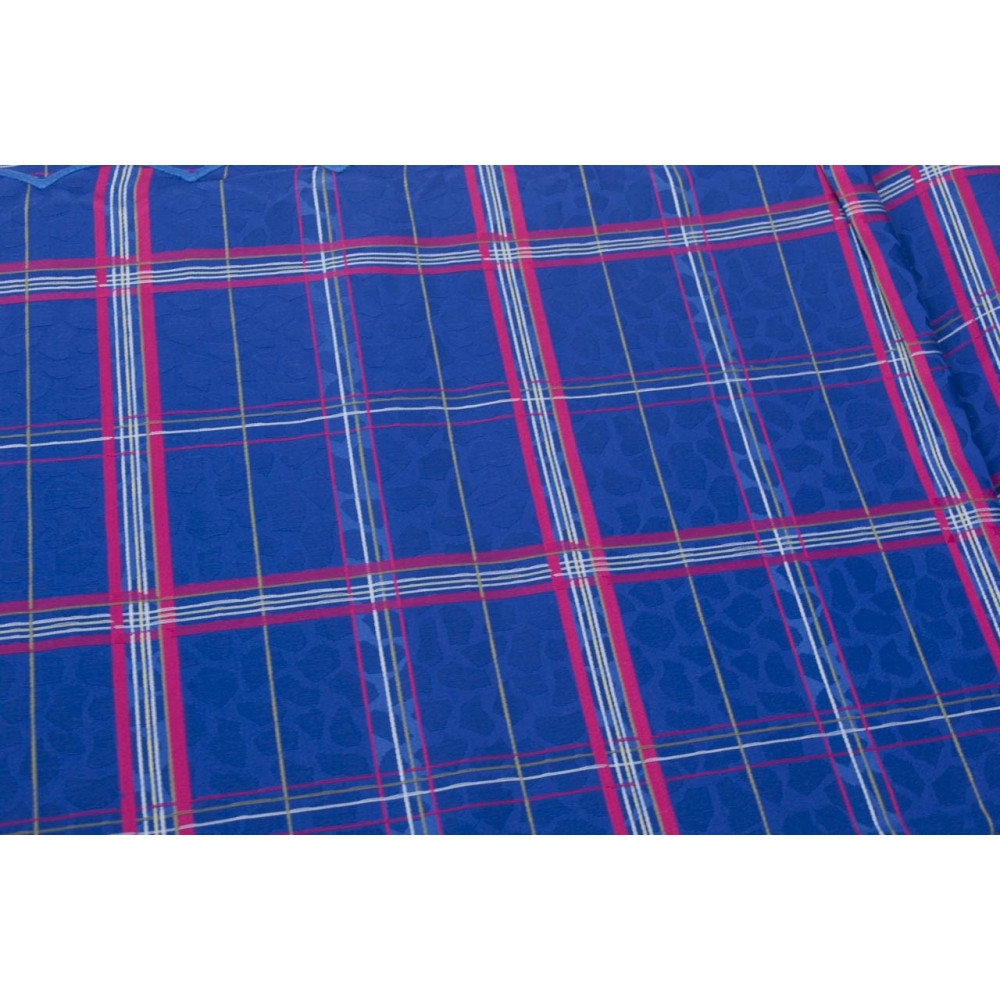 Double bedspread Cotton Satin royal Blue Fuchsia Plaid Panels 270x270 Rebrodé