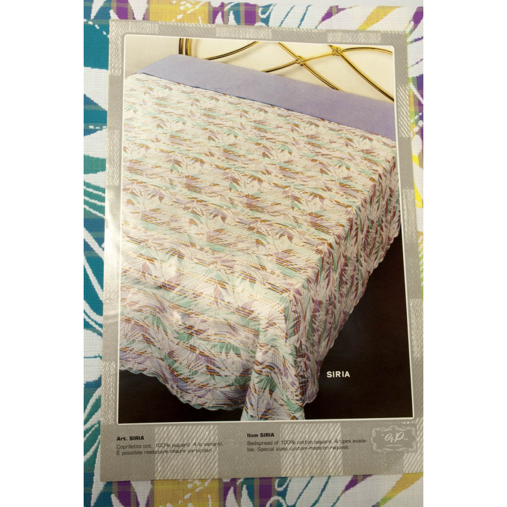 Double couvre-lit en Coton Multicolore Fleurs Lignes 270x270 Syrie Rebrodé