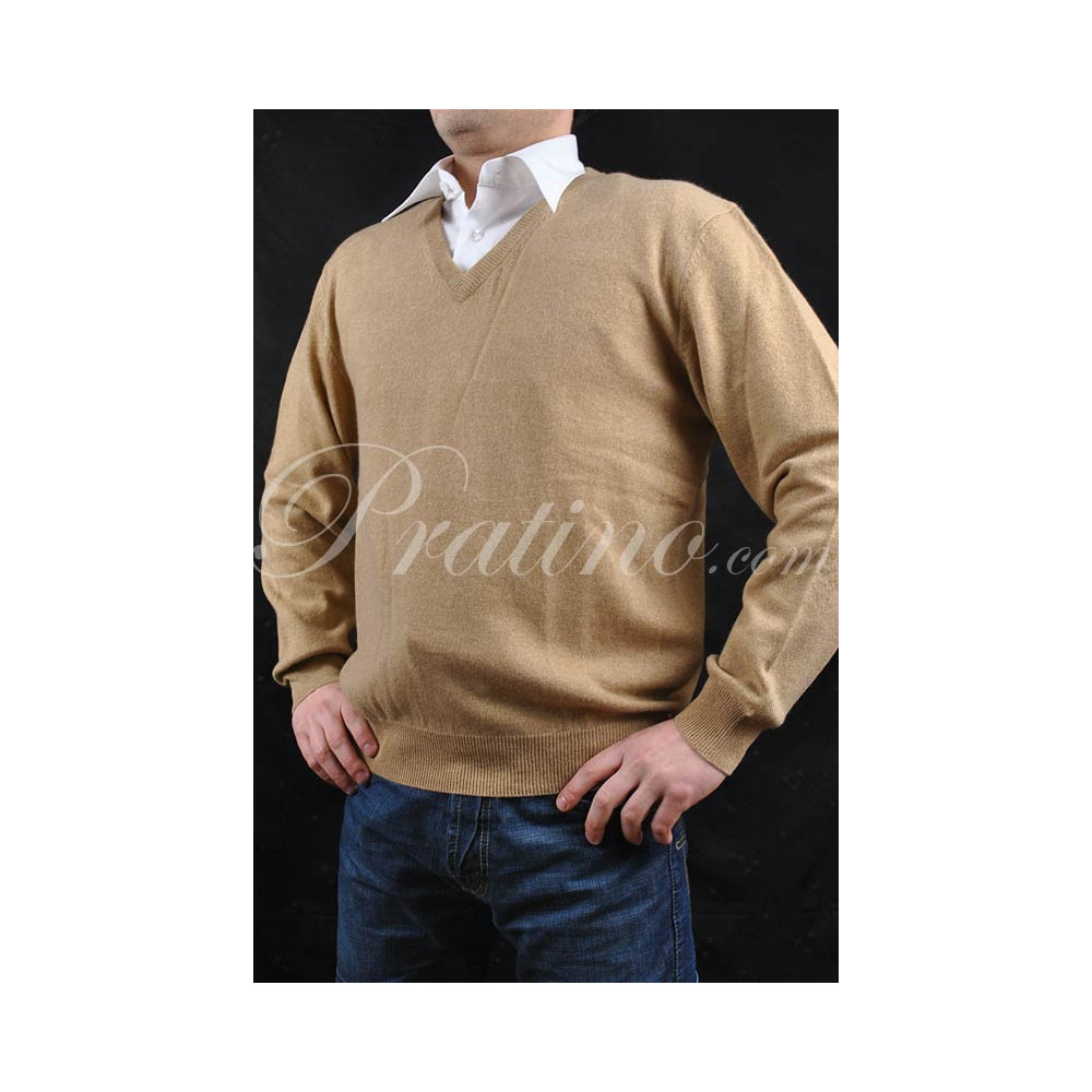 PULL COL CAMEL 100% PUR CACHEMIRE 50 L