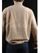 Men's Pullover Half Neck Zip 52 XL Pure Cashmere Powder Beige Classic 2Fili