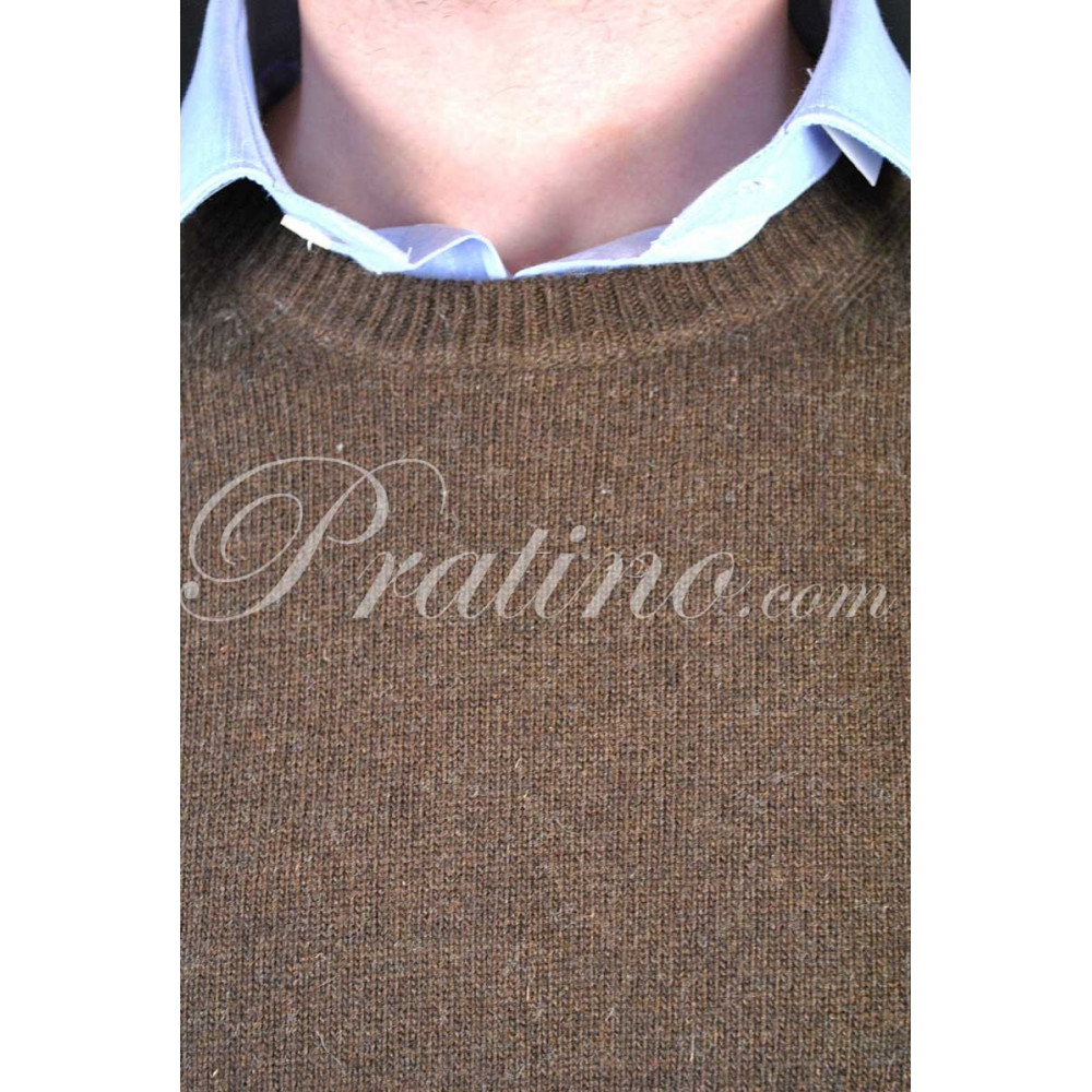 Мужчынскі пуловер з круглым выразам 3Fili карычневага кашміру 54 XXL