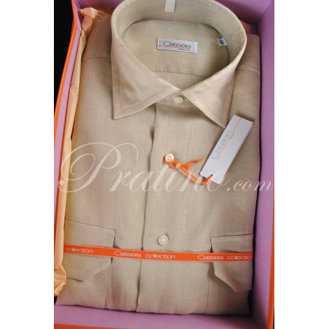 CASSERA French Man Shirt 16 41 Pure Beige Linen