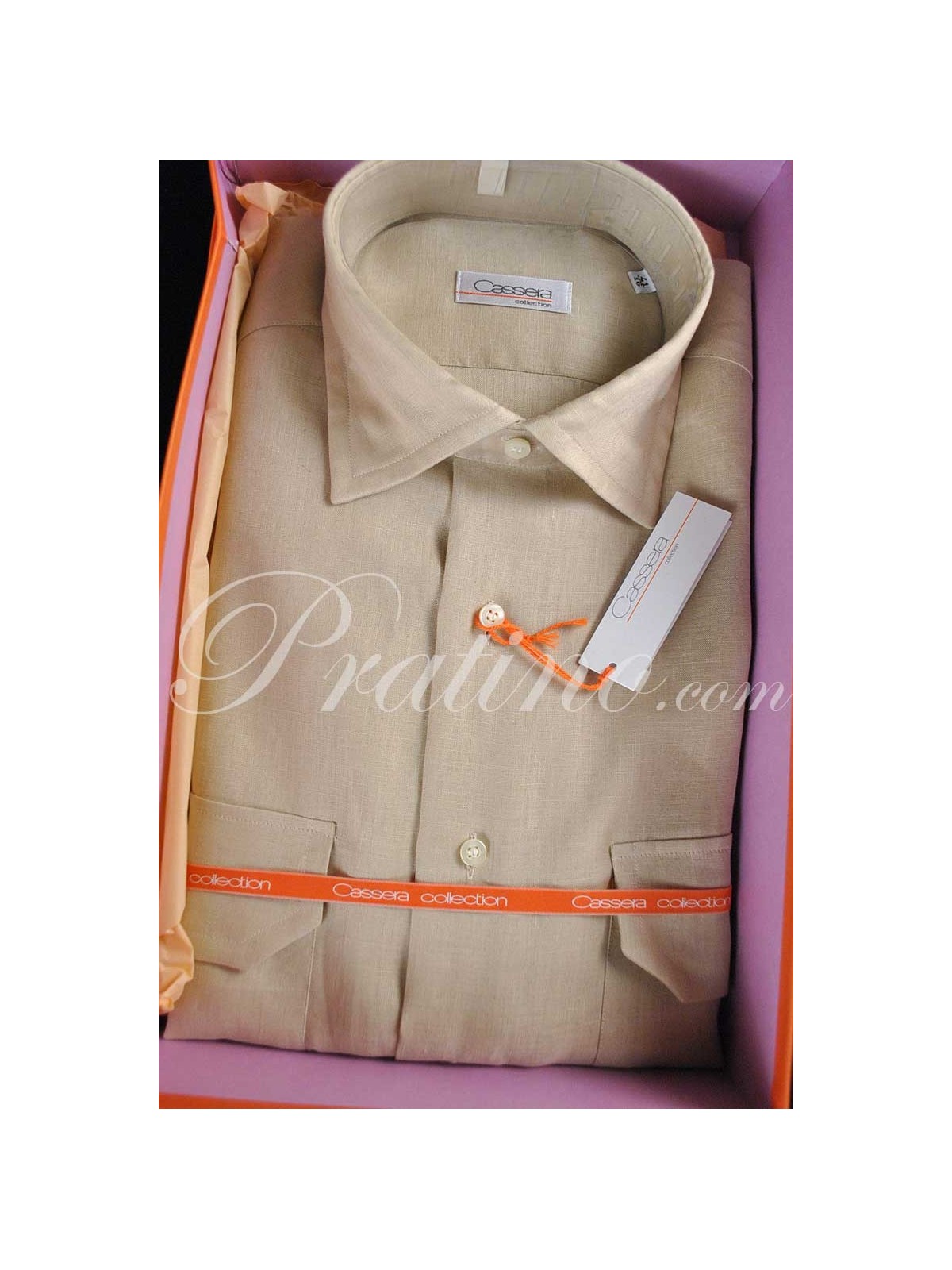 CASSERA French Man Shirt 16 41 Pure Beige Linen