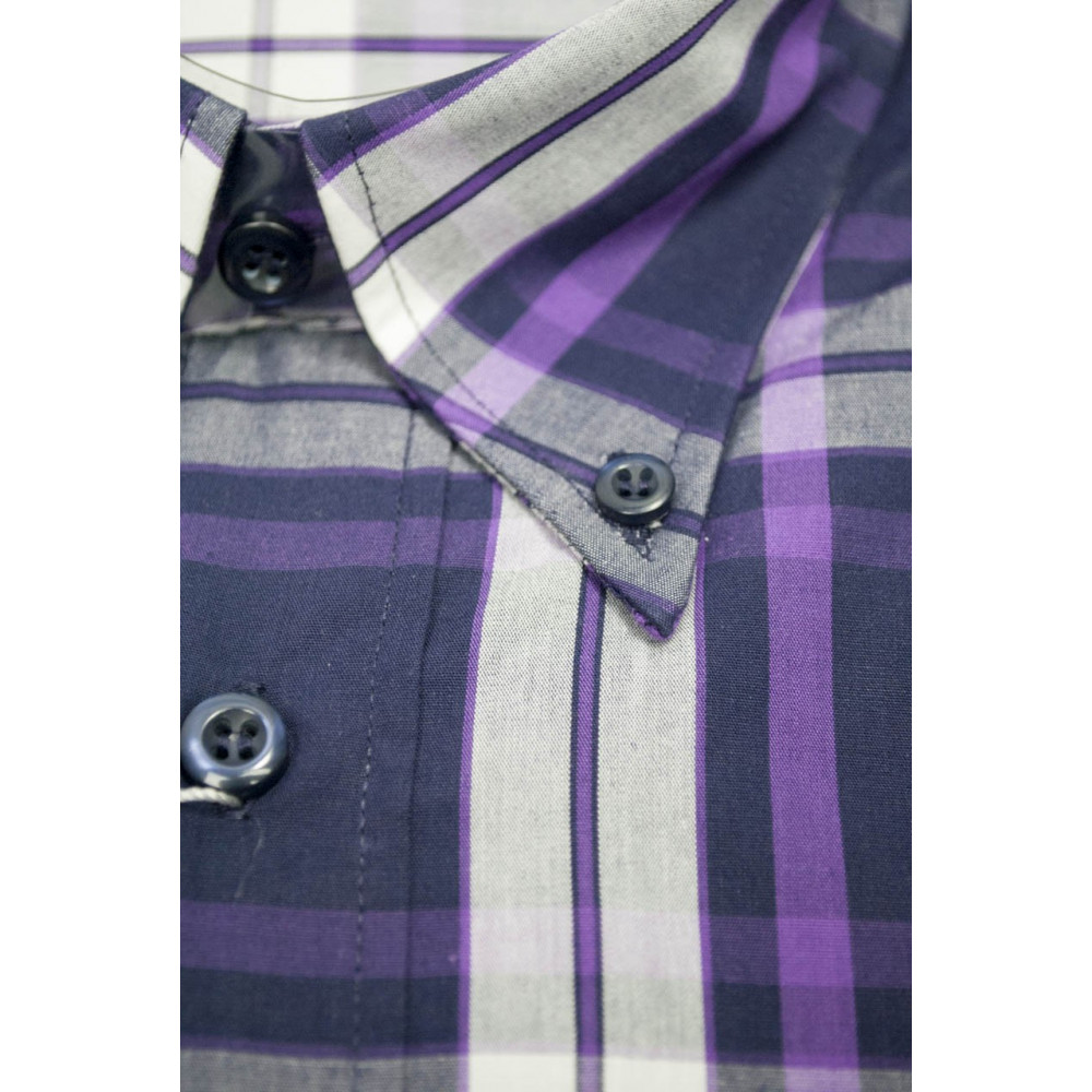Man shirt XL 44-45 ButtonDown Paintings Purple Plaid Poplin