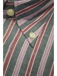 Herrenhemd M 40-41 ButtonDown Grau Pink und Rot FilaFil Stripes