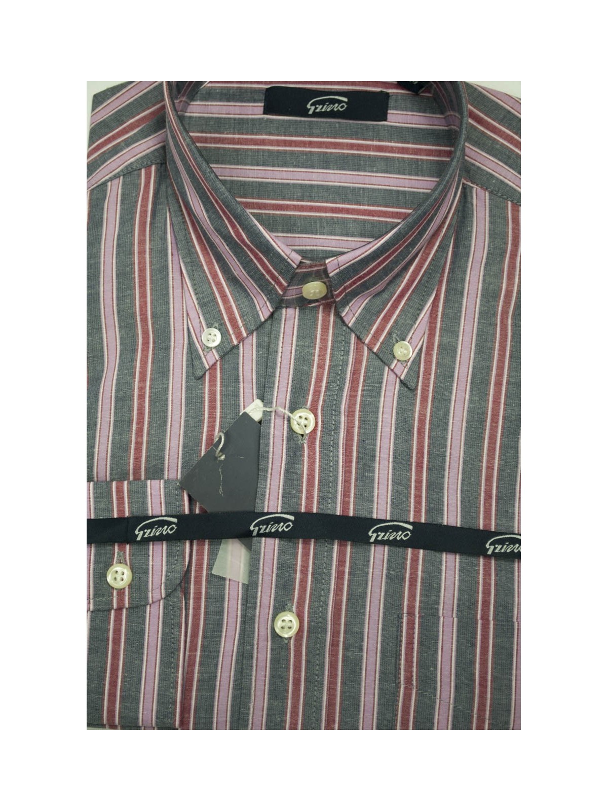 Man shirt M 40-41 ButtonDown Lines Pink Grey and Red FilaFil