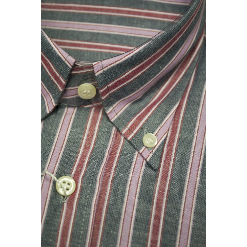 T-shirt Mann M 40-41 ButtonDown Zeilen, die Grau, Rosa und Rot FilaFil