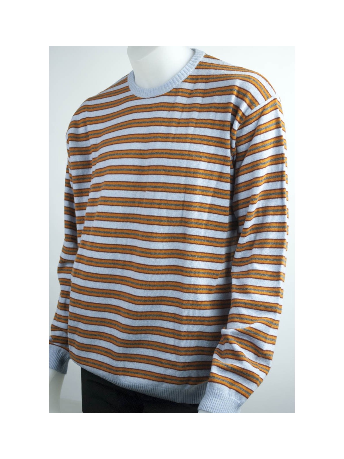 Sweater Hombre 56 3XL Celeste Naranja Gris Rayas Rojas - Mezcla Cashmere