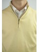 Shirt Heren Mock Nek Zip S 46 Helder Geel 100% Zuiver Kasjmier 2-Draads