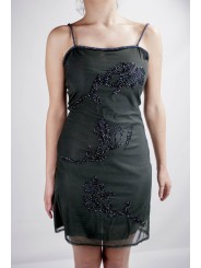服装の女性のミニドレスで優雅な黒S-スプレーのビーズやスパンコール