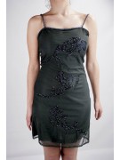 Dress Women's Mini Dress Elegant S Black - Spray of Beads and Sequins