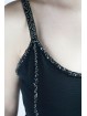 Abito Donna Mini Tubino Elegante M Nero - Righe di Perline trasparenti