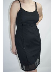 Vestido de las Mujeres Mini Vestido Elegante de color Negro M - Filas de Cuentas Negro