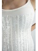 Vestido de las Mujeres Mini Vestido Elegante de la M - Blanco Filas de Perlas y Lentejuelas