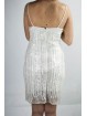 Dress Women's Mini Dress Elegant M - White Rows of Beads and Sequins