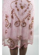 Abito Donna Tubino Elegante XL Rosa - Paillettes e Perline Arabesco