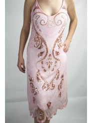 Gown Women's Elegant sheath Dress-XL-Pink - Sequins and Beads Arabesque