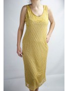 Damen kleid Etuikleid Elegante XL-Gelb-Gold - Perlen Rauten und Stickerei