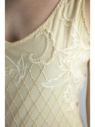 Damen kleid Etuikleid Elegant M-Weiß-Elfenbein - Perlen Rauten und Stickerei