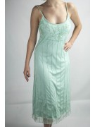 Gown Women's Elegant Sheath Dress L Aquamarine - Floral Sequins Beads