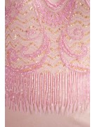 Gown Women's Elegant sheath Dress-XL-Pink - Bodice, Beaded Rhinestones Charleston