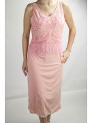 Damen kleid Etuikleid Elegante XL-Rosa - Mieder, Perlen, Strasssteine Charleston