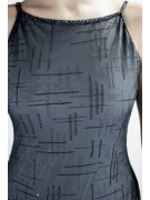 Damen kleid Mini Kleid Elegant M Grau-Schwarz - Perlen-gekreuzte Schwarze