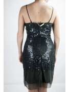 服装の女性のミニドレスで優雅なMダークグレー-Sequined縦雨