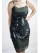 Damen kleid Mini Kleid Elegant M dunkelgrau - Pailletten Vertikale regen